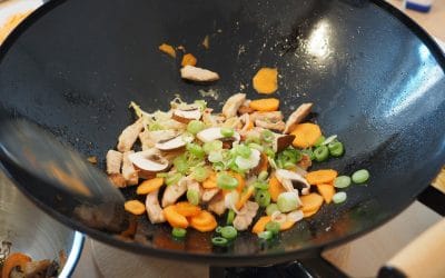 Wok vegetables with bean thread noodles