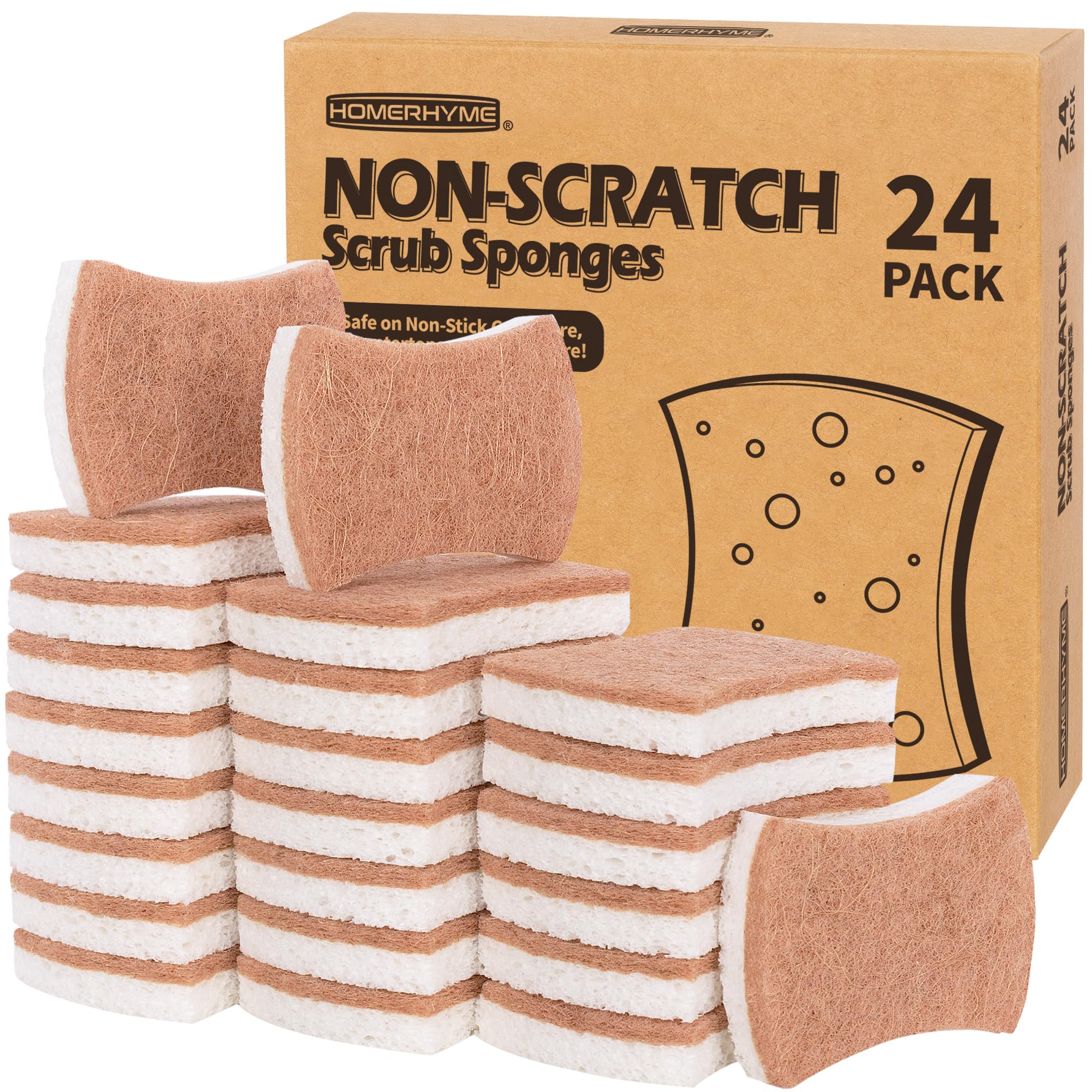 HOMERHYME Natural Dish Sponge 24 Pack